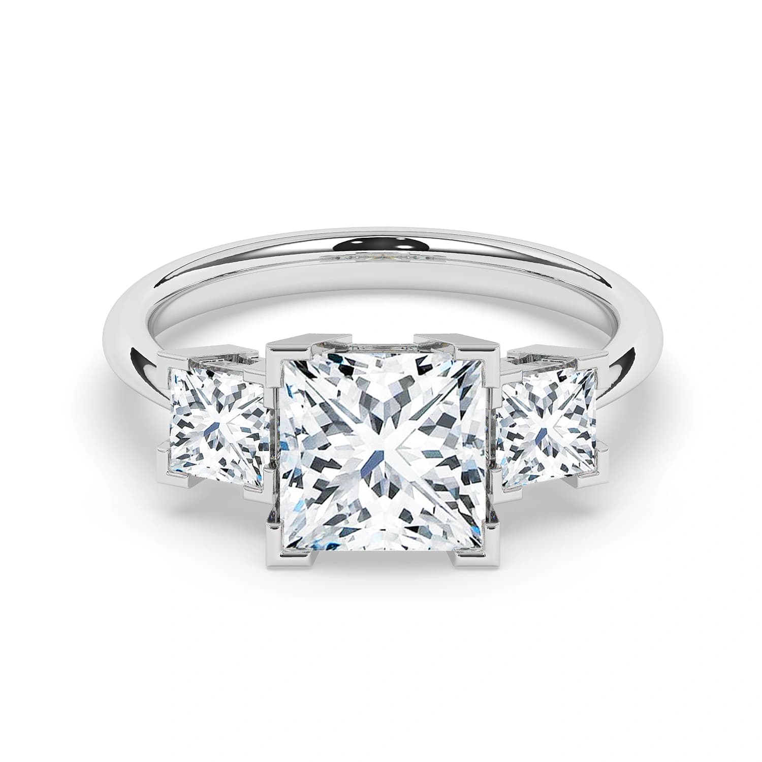 Lab Grown Engagement Ring in White Gold (Princess)