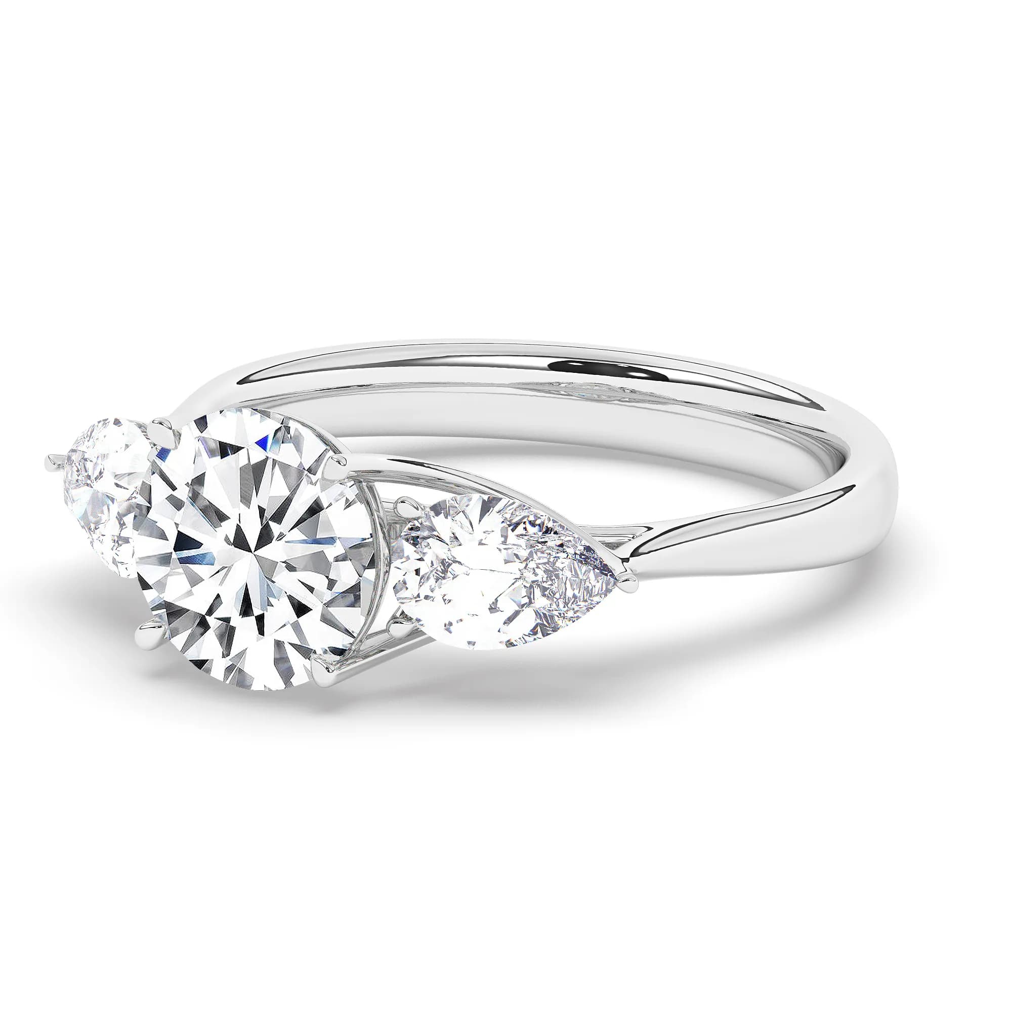 Lab Grown Engagement Ring in White Gold (Round)