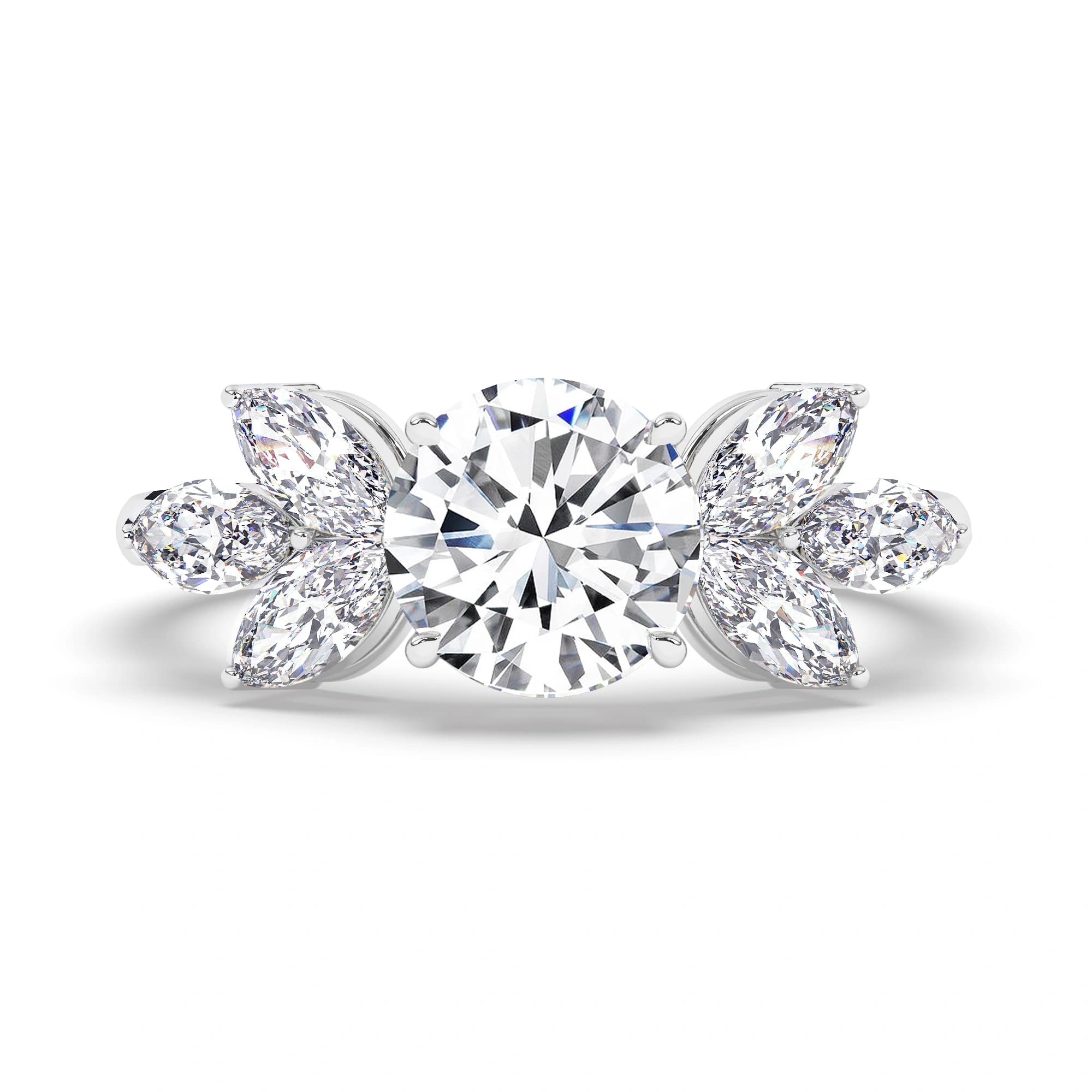 Natural Engagement Ring in White Gold (Round)