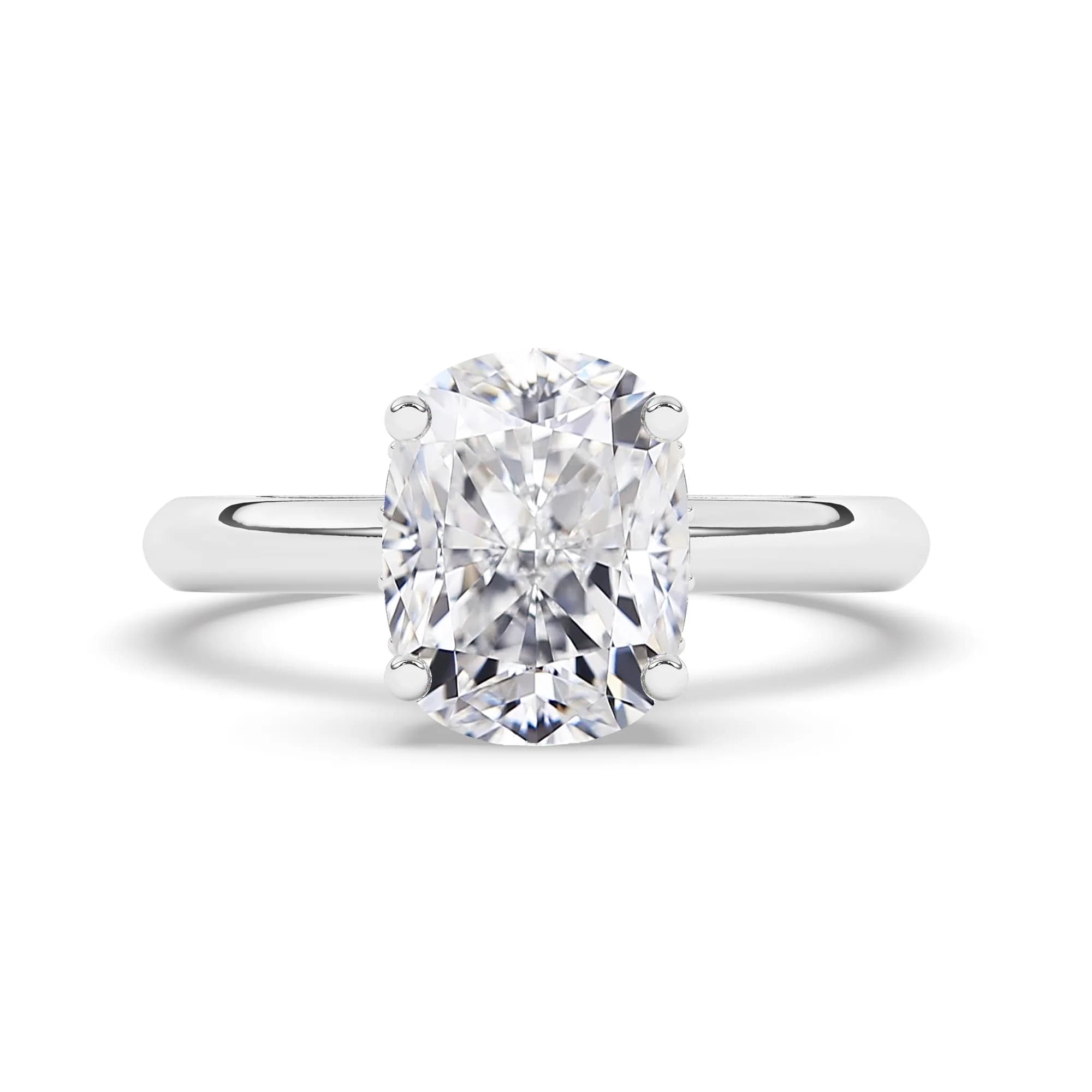 Natural Engagement Ring in White Gold (Cushion)