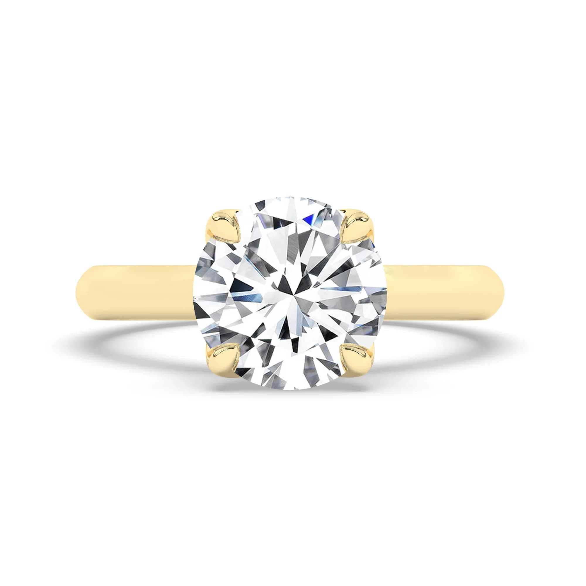 Natural Engagement Ring in Yellow Gold (Round)