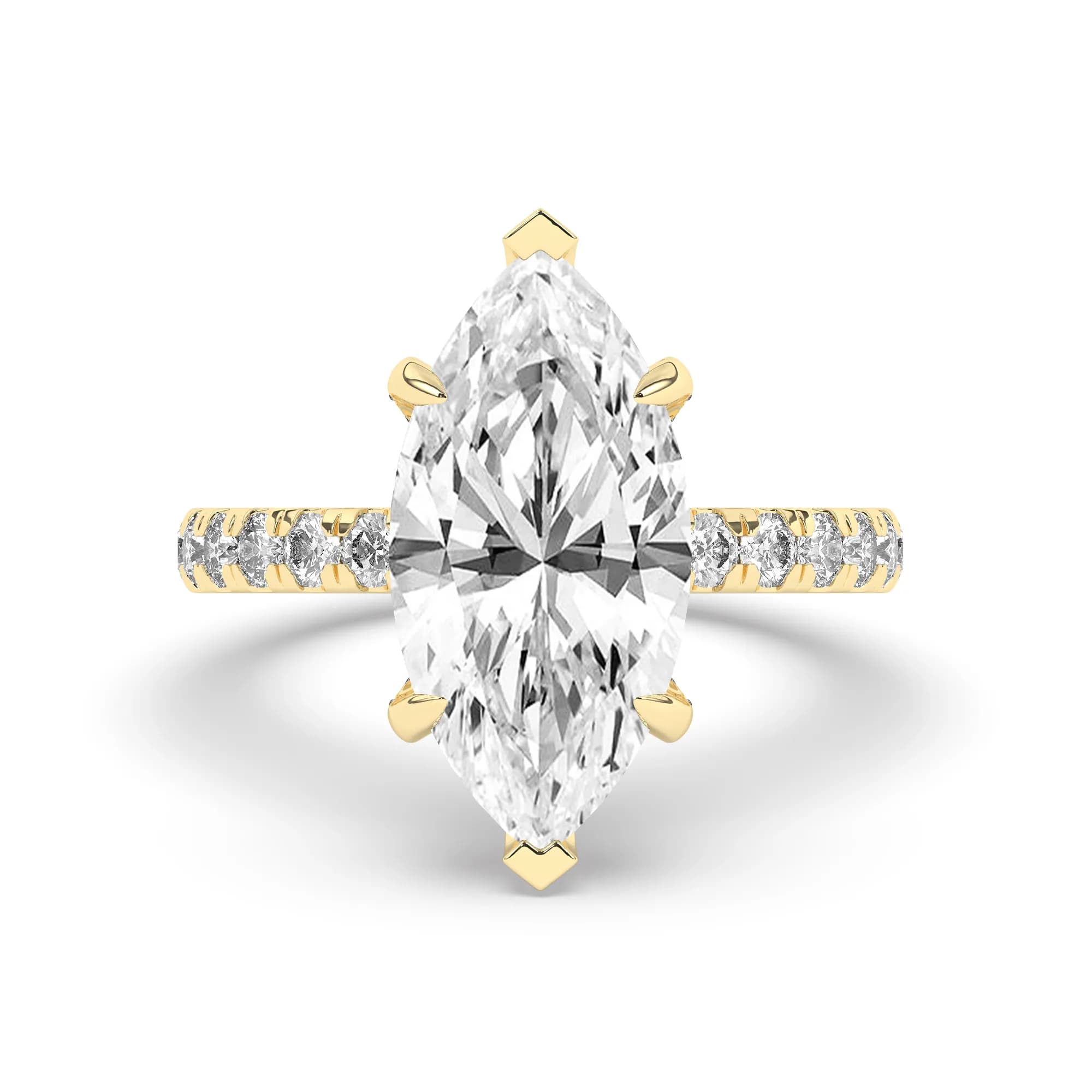 Natural Engagement Ring in Yellow Gold (Marquise)