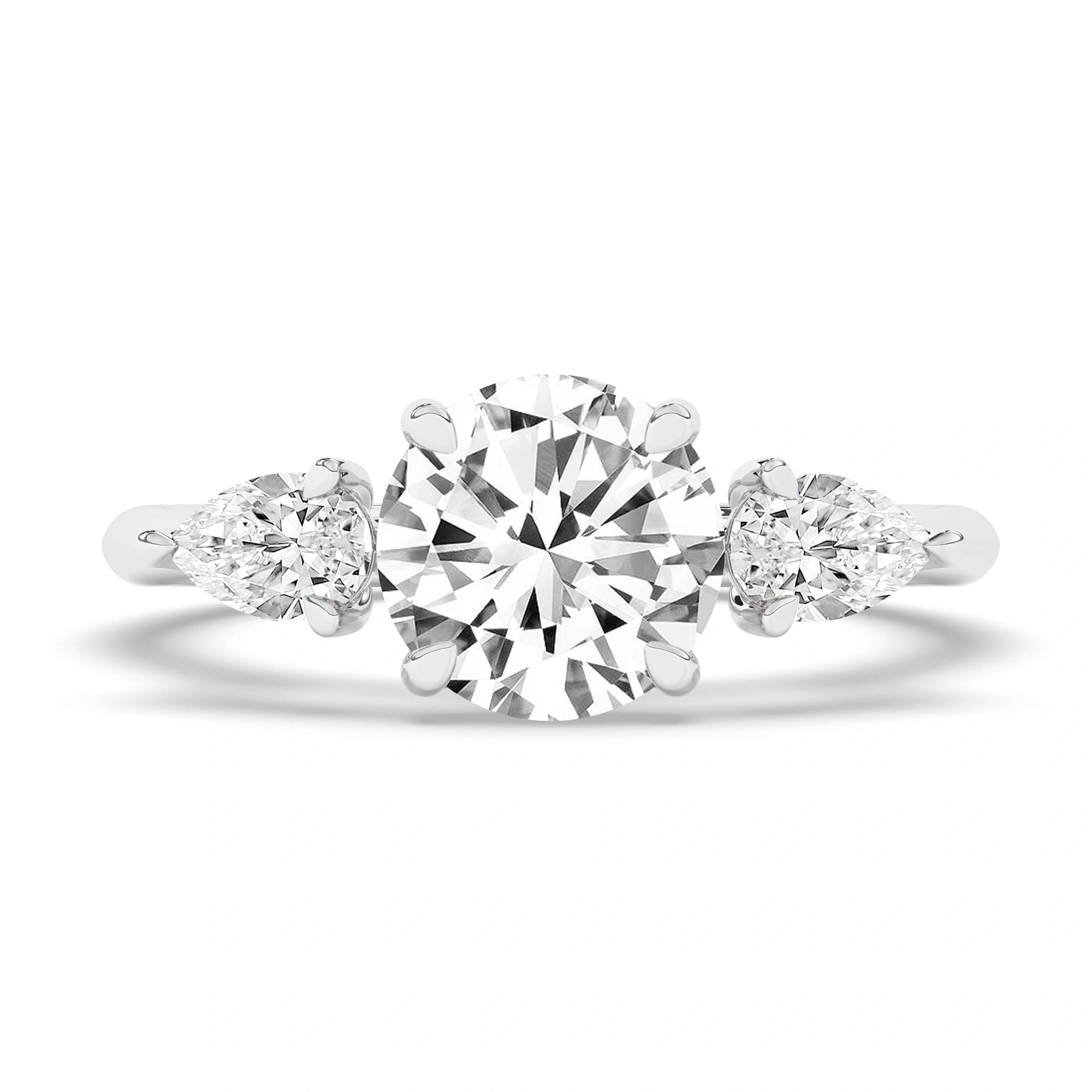 Natural Engagement Ring in White Gold (Round)