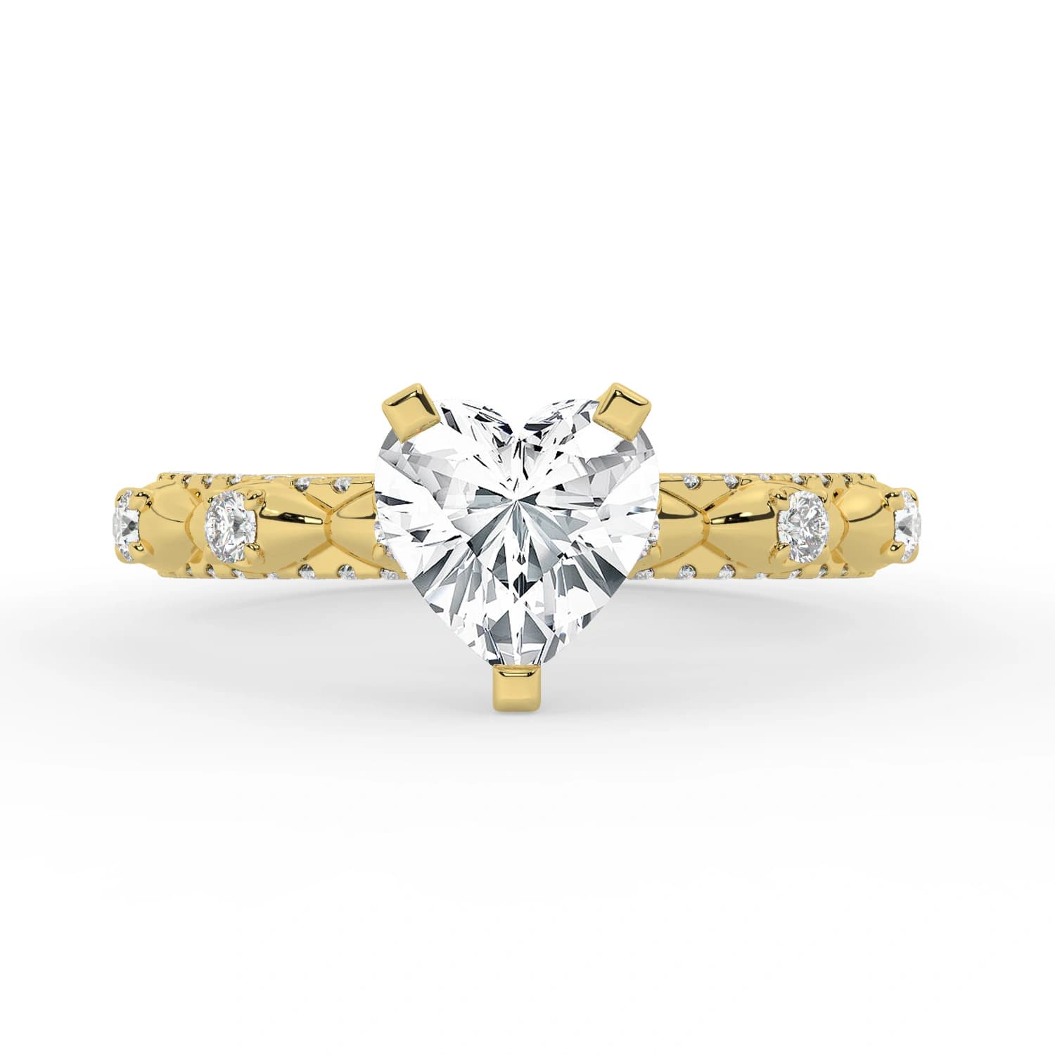 Natural Engagement Ring in Yellow Gold (Heart)
